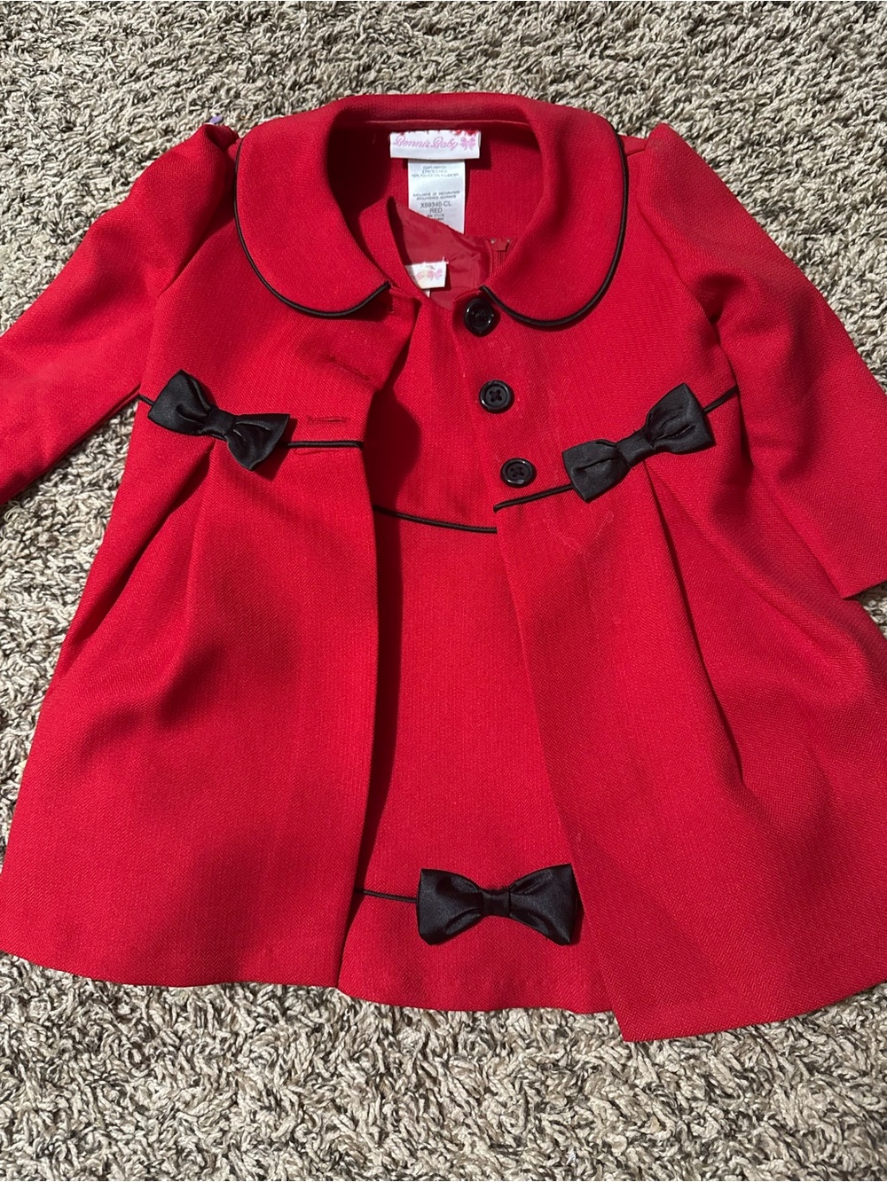 Red Girls' Bow-Accent Dress Coat